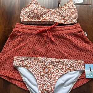 Roxy Red and White Bikini Set